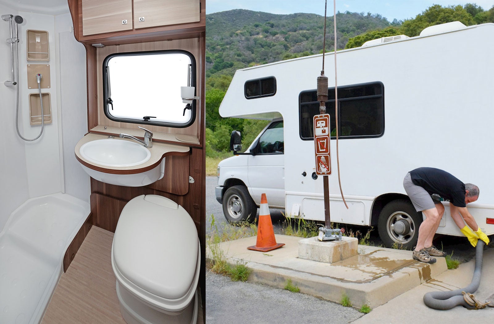 Portable RV/camper toilet and holding tank setup in West Helena, Arkansas